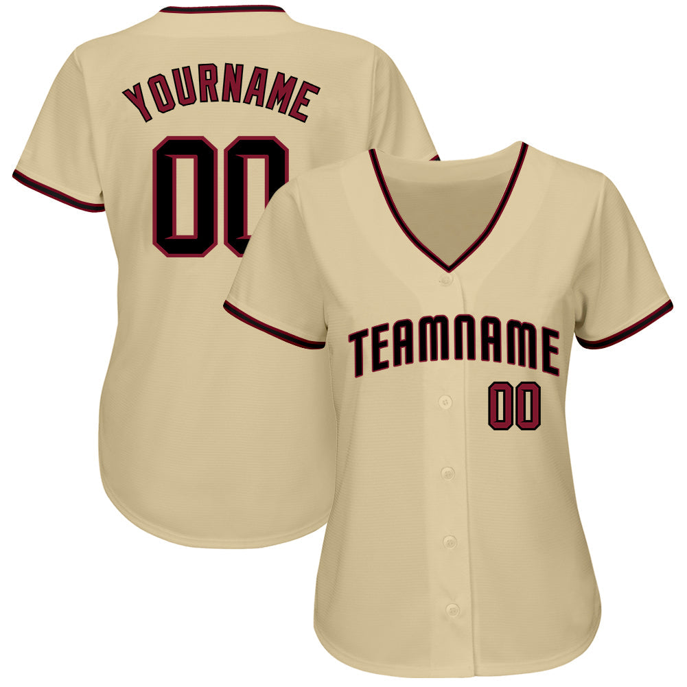 Custom Sand Crimson-Black Authentic Baseball Jersey baseball jersey product view 2