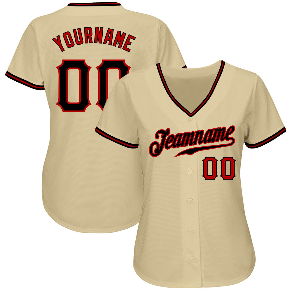 Custom Sand Black-Red Authentic Baseball Jersey baseball jersey product view 2