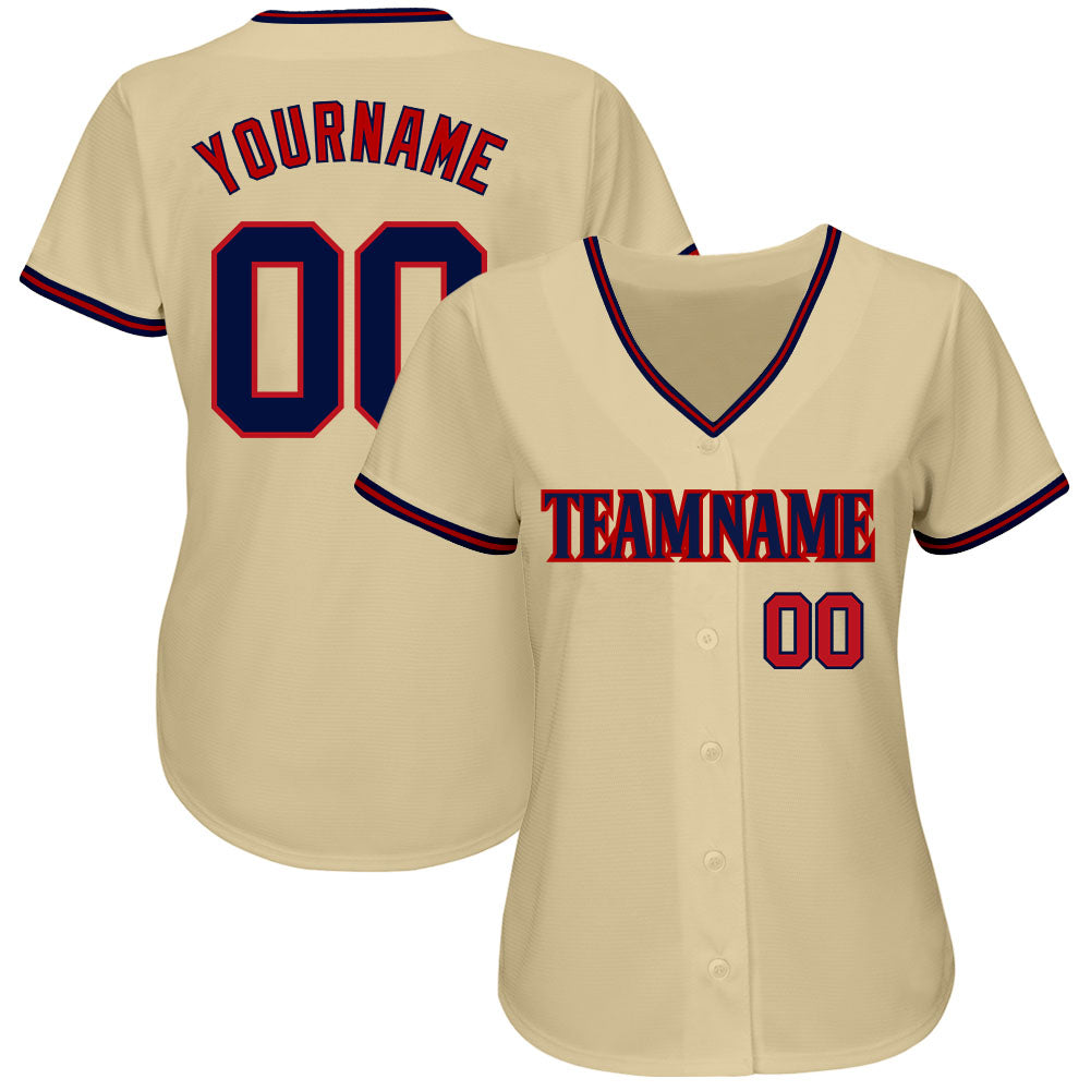 Custom Sand Navy-Red Authentic Baseball Jersey baseball jersey product view 2