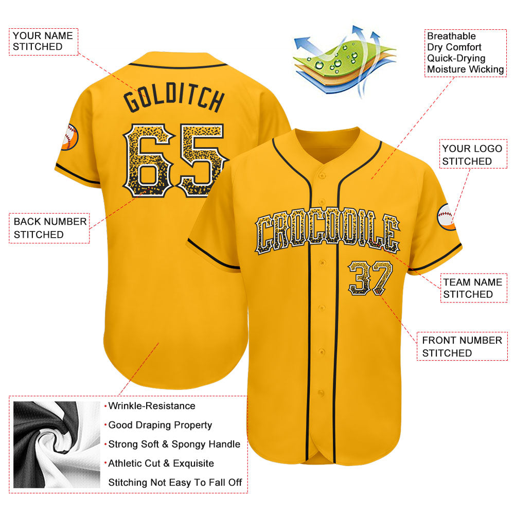 Custom Gold Black-White Authentic Drift Fashion Baseball Jersey baseball jersey product view 3