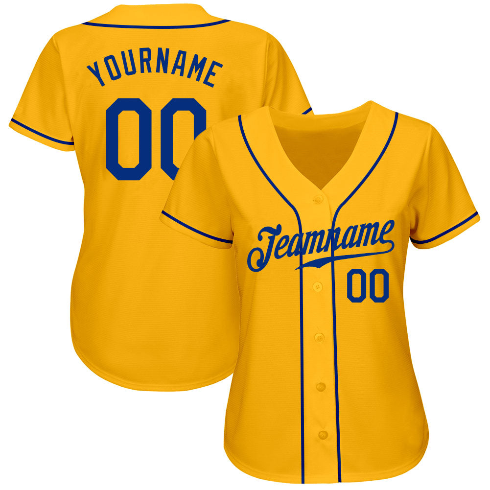 Custom Gold Royal Authentic Baseball Jersey baseball jersey product view 2