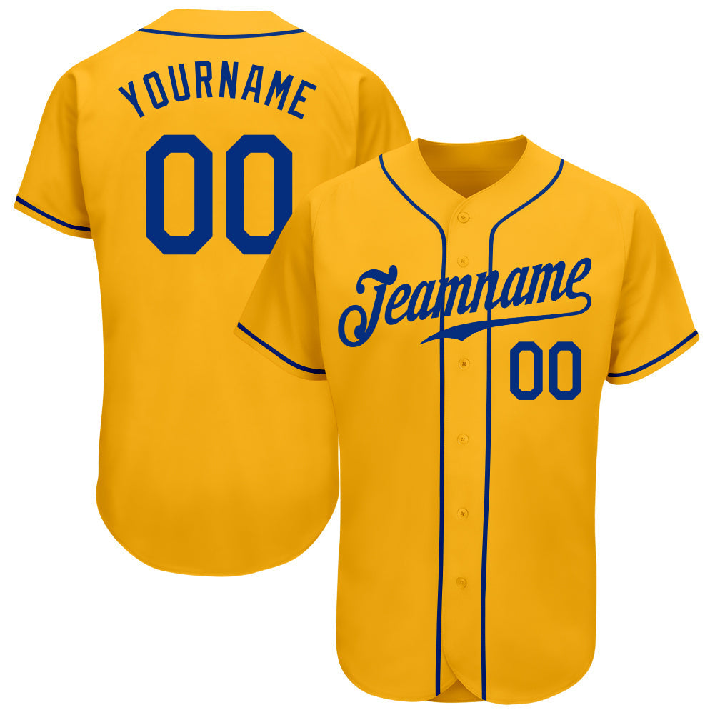 Custom Gold Royal Authentic Baseball Jersey baseball jersey product view 1