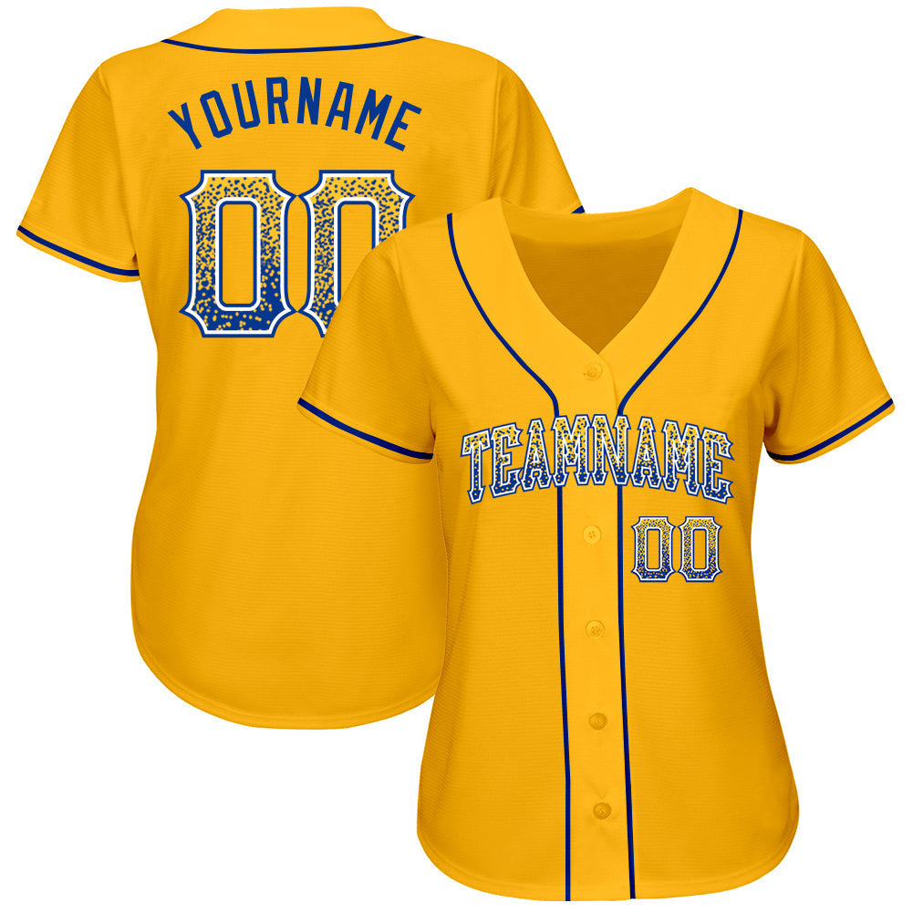 Custom Gold Royal-White Authentic Drift Fashion Baseball Jersey baseball jersey product view 2