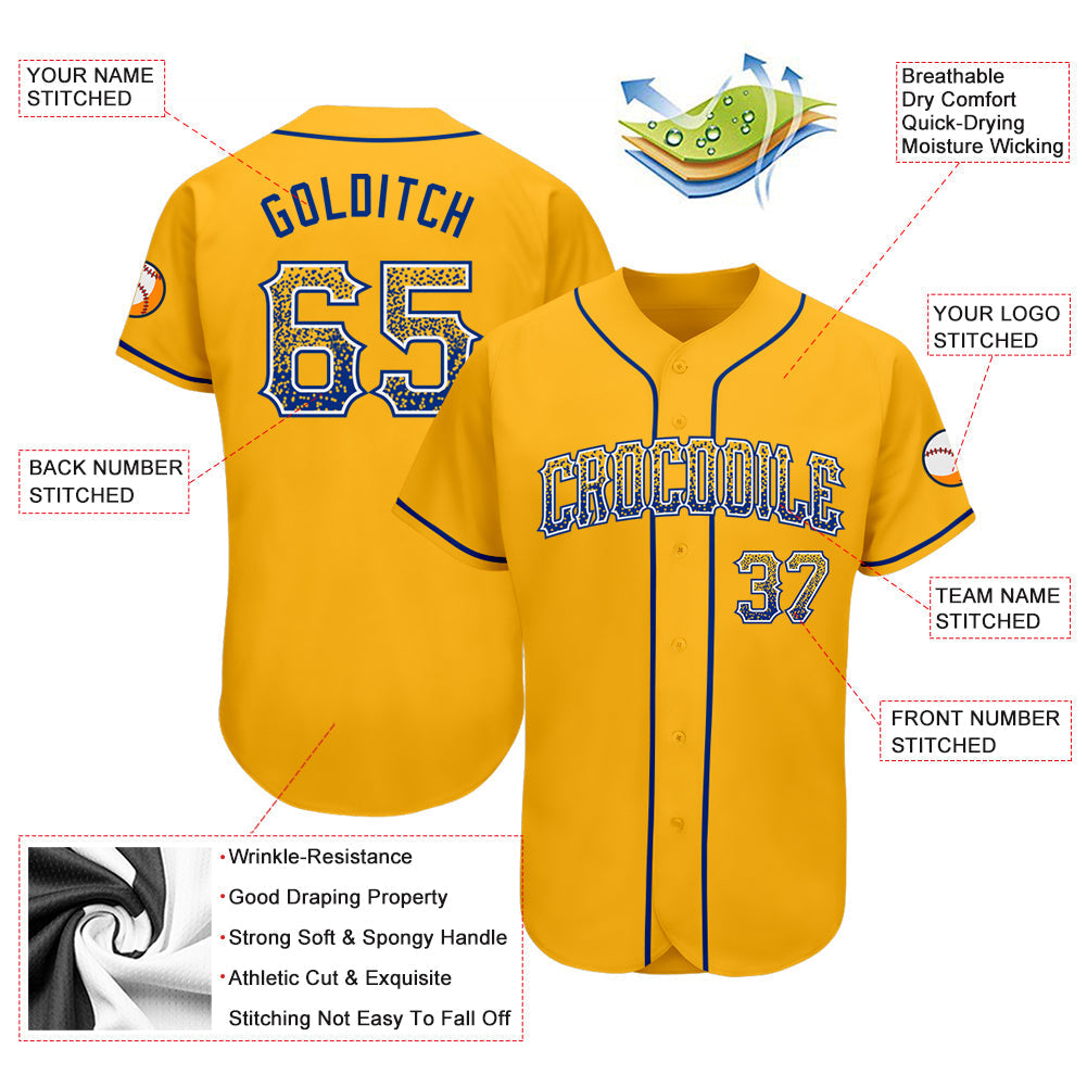 Custom Gold Royal-White Authentic Drift Fashion Baseball Jersey baseball jersey product view 3