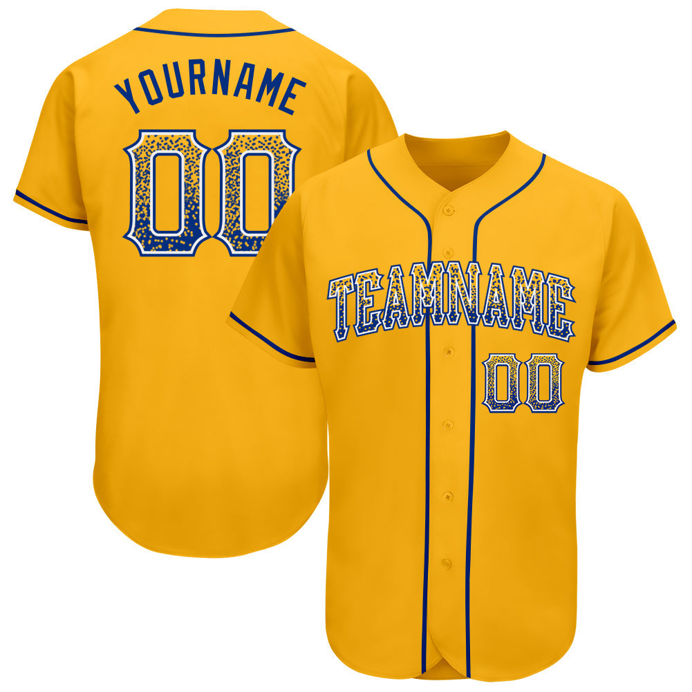 Custom Gold Royal-White Authentic Drift Fashion Baseball Jersey baseball jersey product view 1
