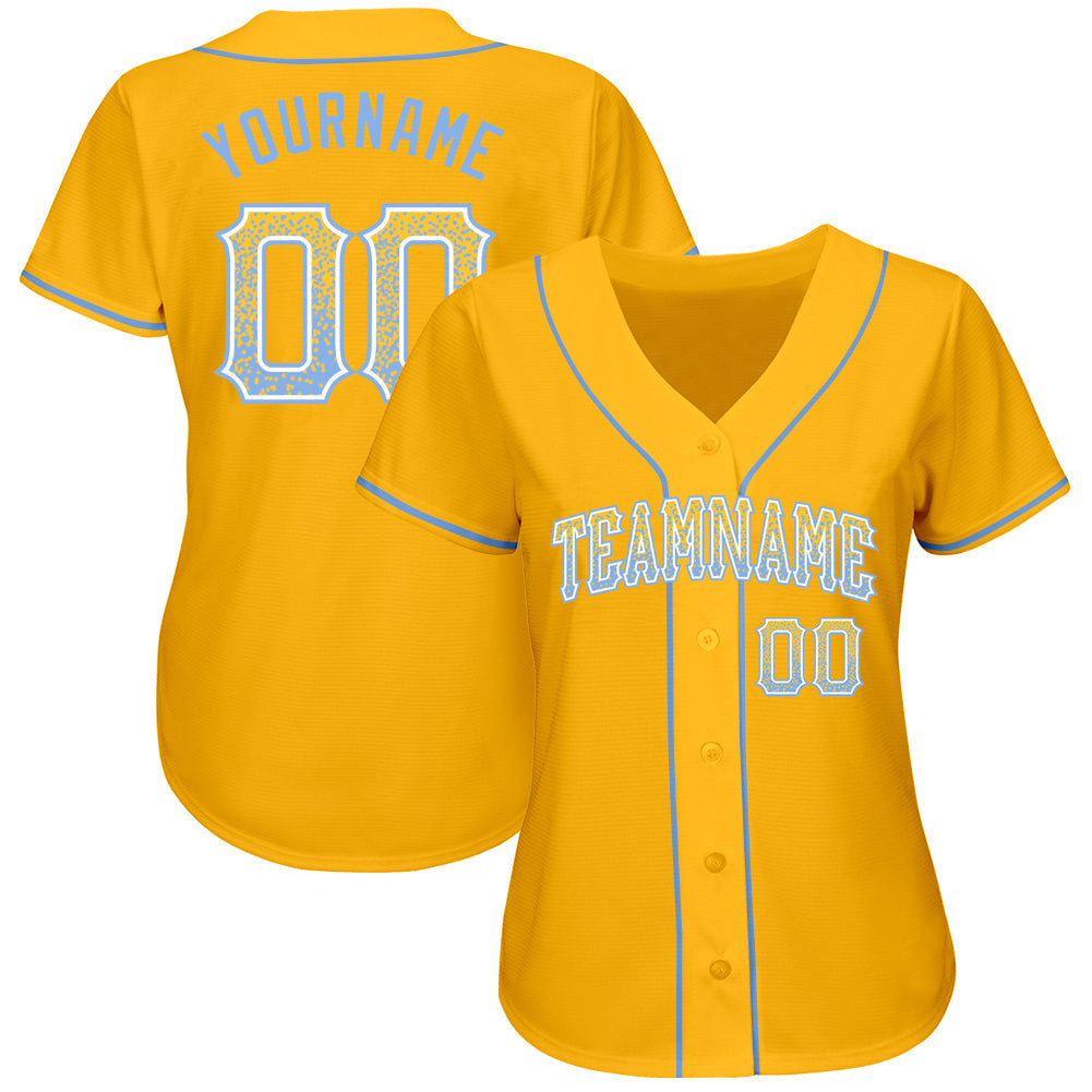 Custom Gold Light Blue-White Authentic Drift Fashion Baseball Jersey baseball jersey product view 2