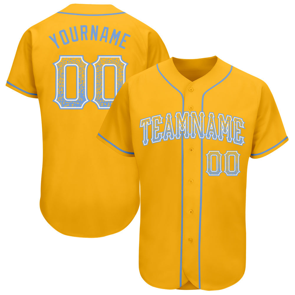 Custom Gold Light Blue-White Authentic Drift Fashion Baseball Jersey baseball jersey product view 1