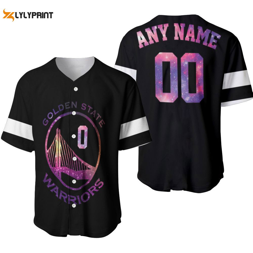 Golden State Warriors Iridescent Black Baseball Jersey - Custom Gift for Fans - lylyprint.com baseball jersey product view 1