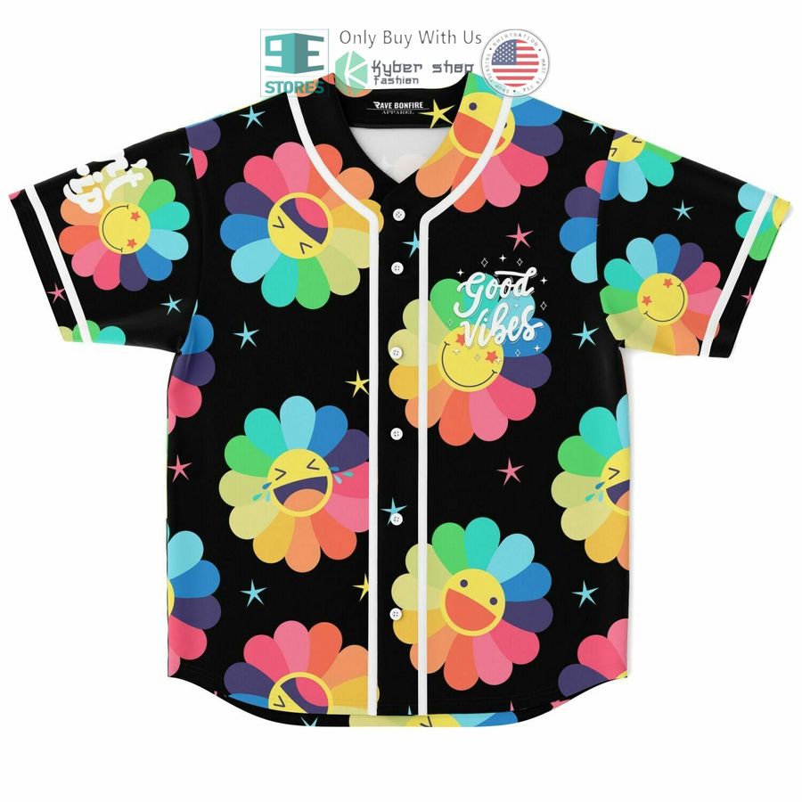 BEST Good Vibes Emoji Baseball Jersey baseball jersey product view 1
