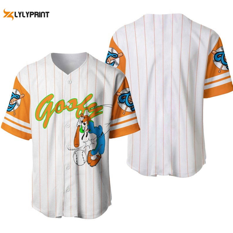 Goofy Dog All Over Print Pinstripe Baseball Jersey - lylyprint.com baseball jersey product view 1