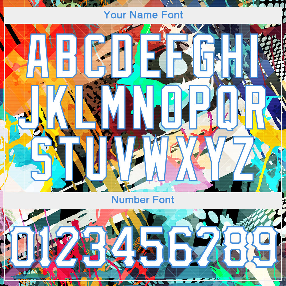 Custom Graffiti Colored Abstract Pattern White-Light Blue 3D Authentic Baseball Jersey baseball jersey product view 5