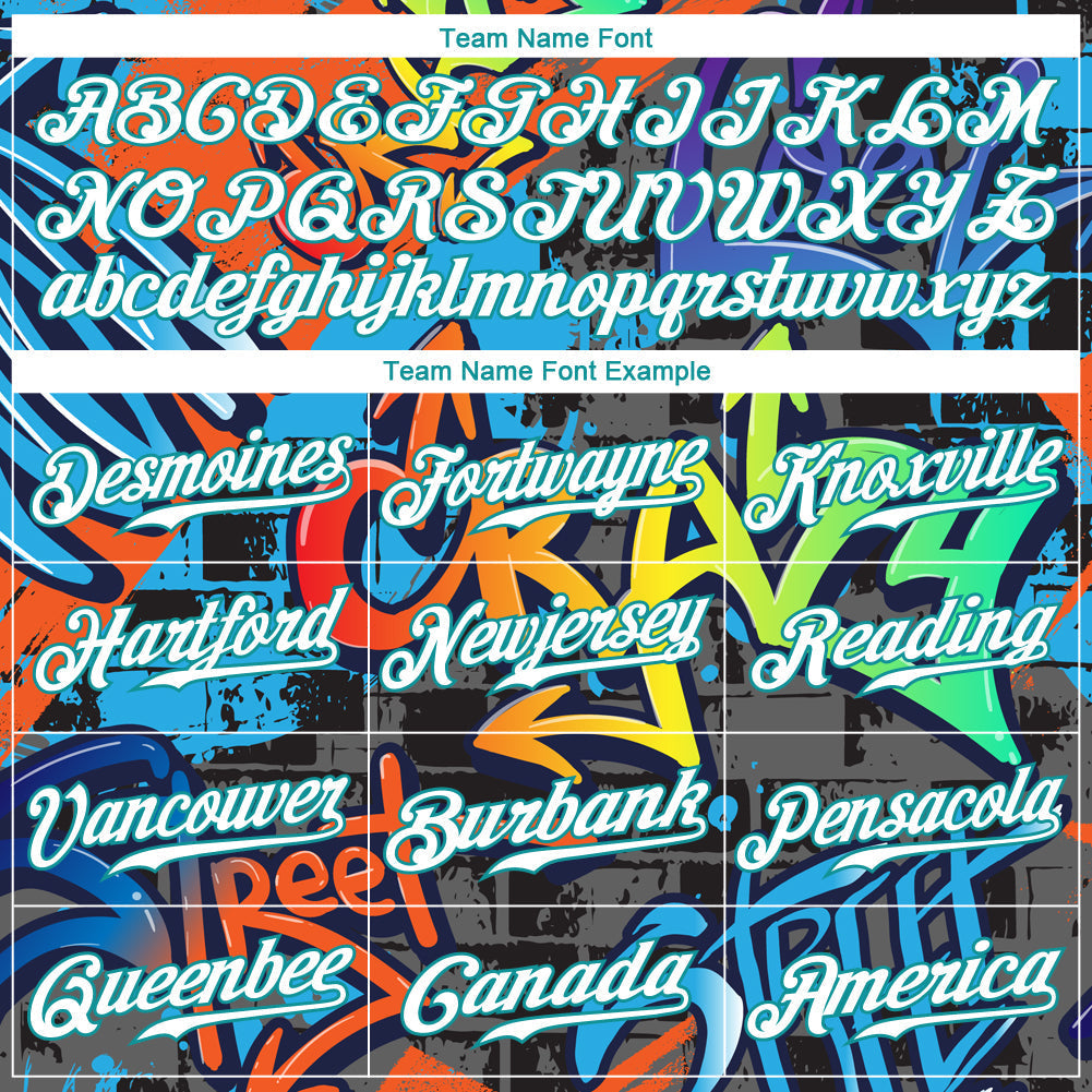 Custom Graffiti Geometric Pattern White-Teal 3D Authentic Baseball Jersey baseball jersey product view 4