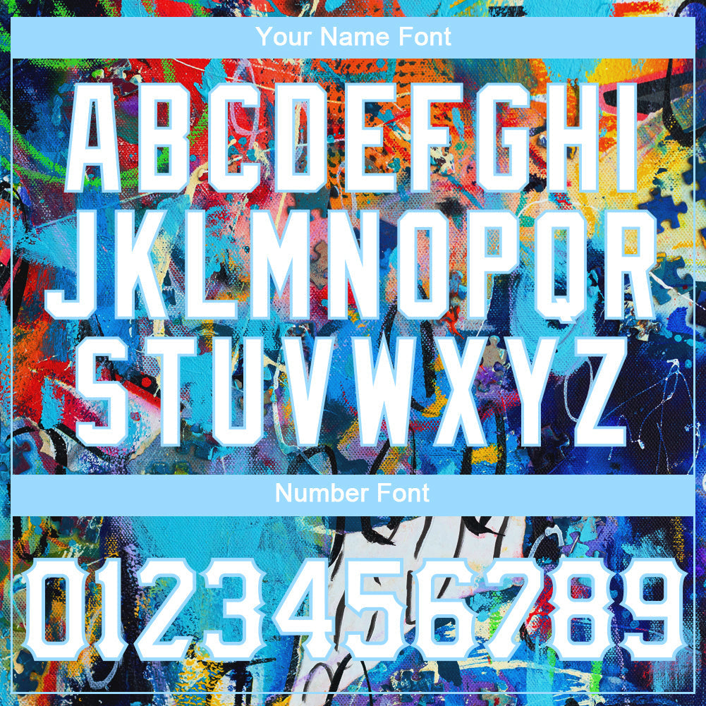 Custom Abstract Graffiti White-Light Blue 3D Authentic Baseball Jersey baseball jersey product view 5