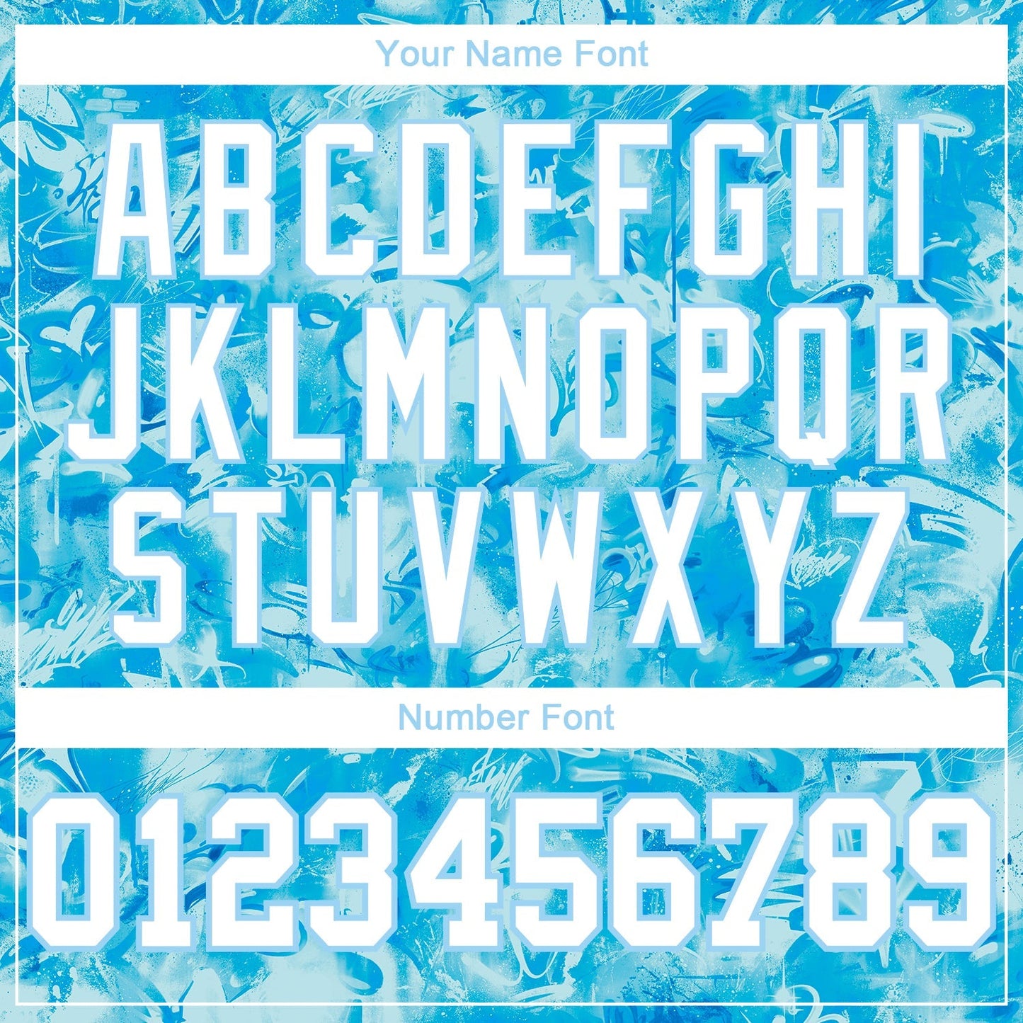 Custom Scratch Graffiti Pattern White-Light Blue 3D Authentic Baseball Jersey baseball jersey product view 5