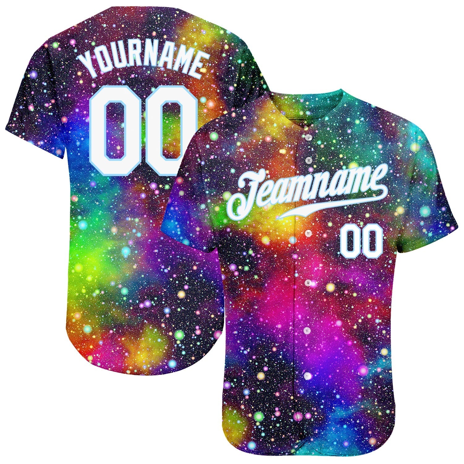 Custom Galactic White-Light Blue 3D Authentic Baseball Jersey baseball jersey product view 1
