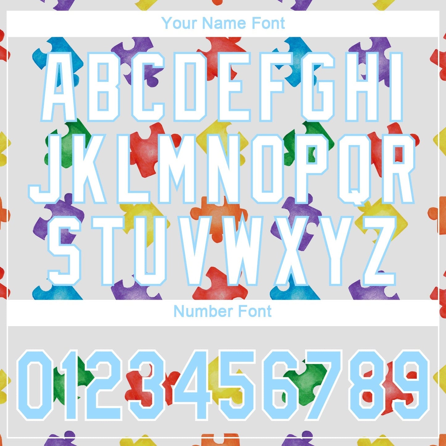 Custom Autism Supporter Awareness Puzzle Pieces White-Light Blue 3D Authentic Baseball Jersey baseball jersey product view 5