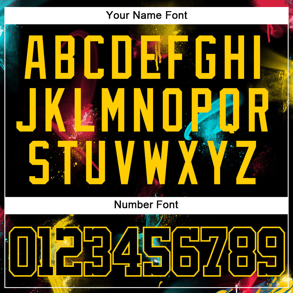 Custom Graffiti Pattern Black-Gold 3D Authentic Baseball Jersey baseball jersey product view 5
