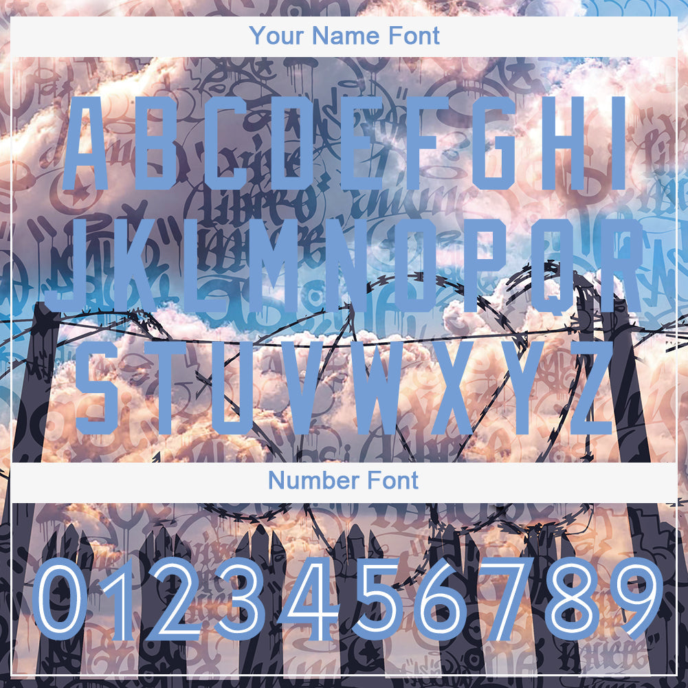 Custom Graffiti Pattern Light Blue-White 3D Freedom Authentic Baseball Jersey baseball jersey product view 5