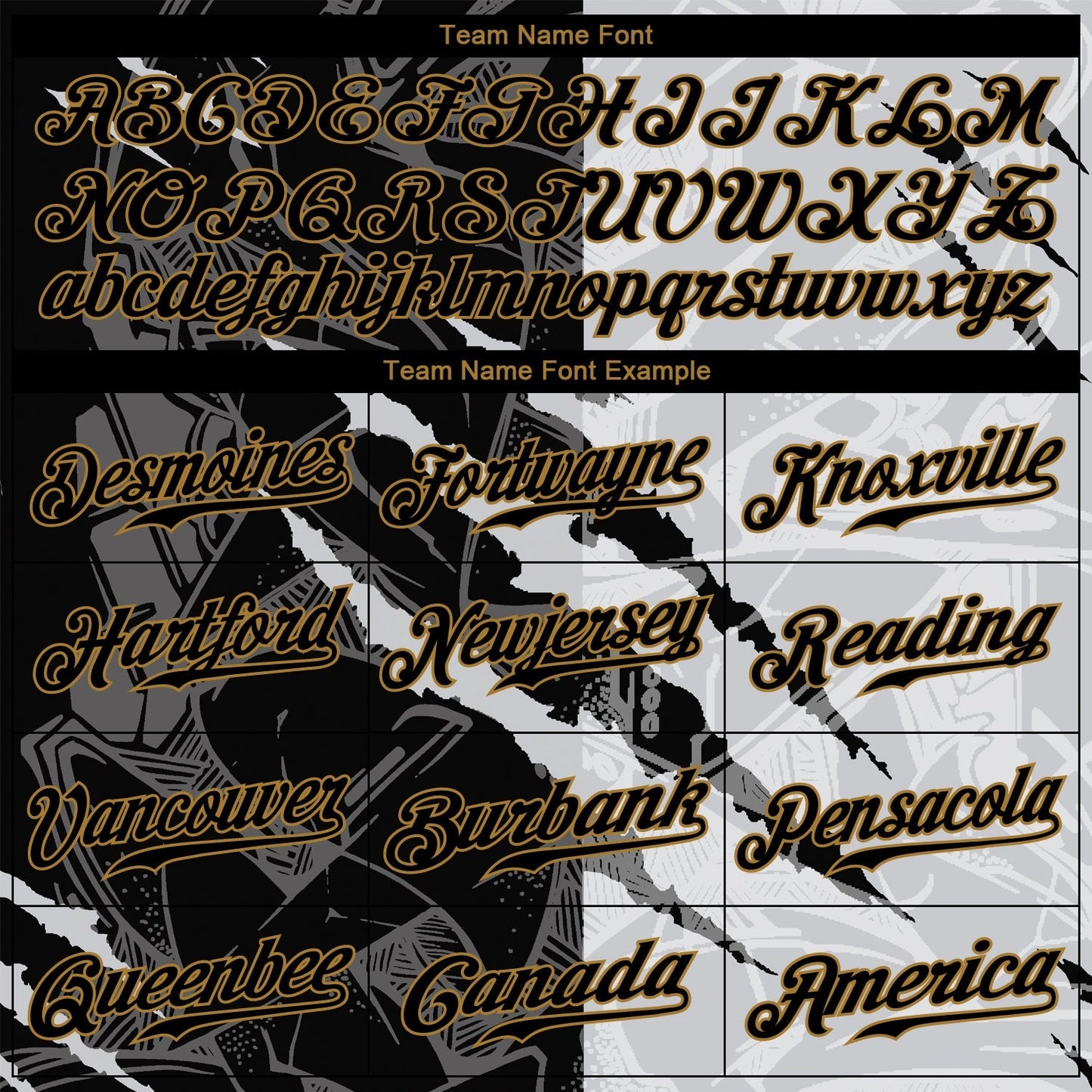 Custom Graffiti Pattern Black-Old Gold 3D Authentic Baseball Jersey baseball jersey product view 4