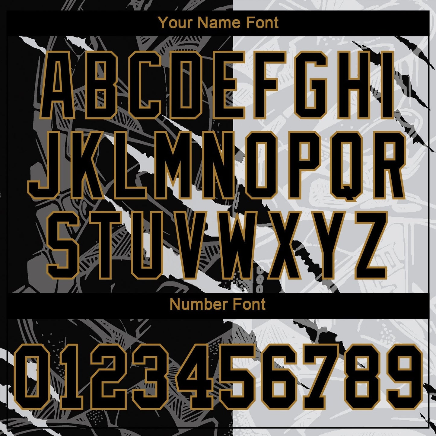 Custom Graffiti Pattern Black-Old Gold 3D Authentic Baseball Jersey baseball jersey product view 5