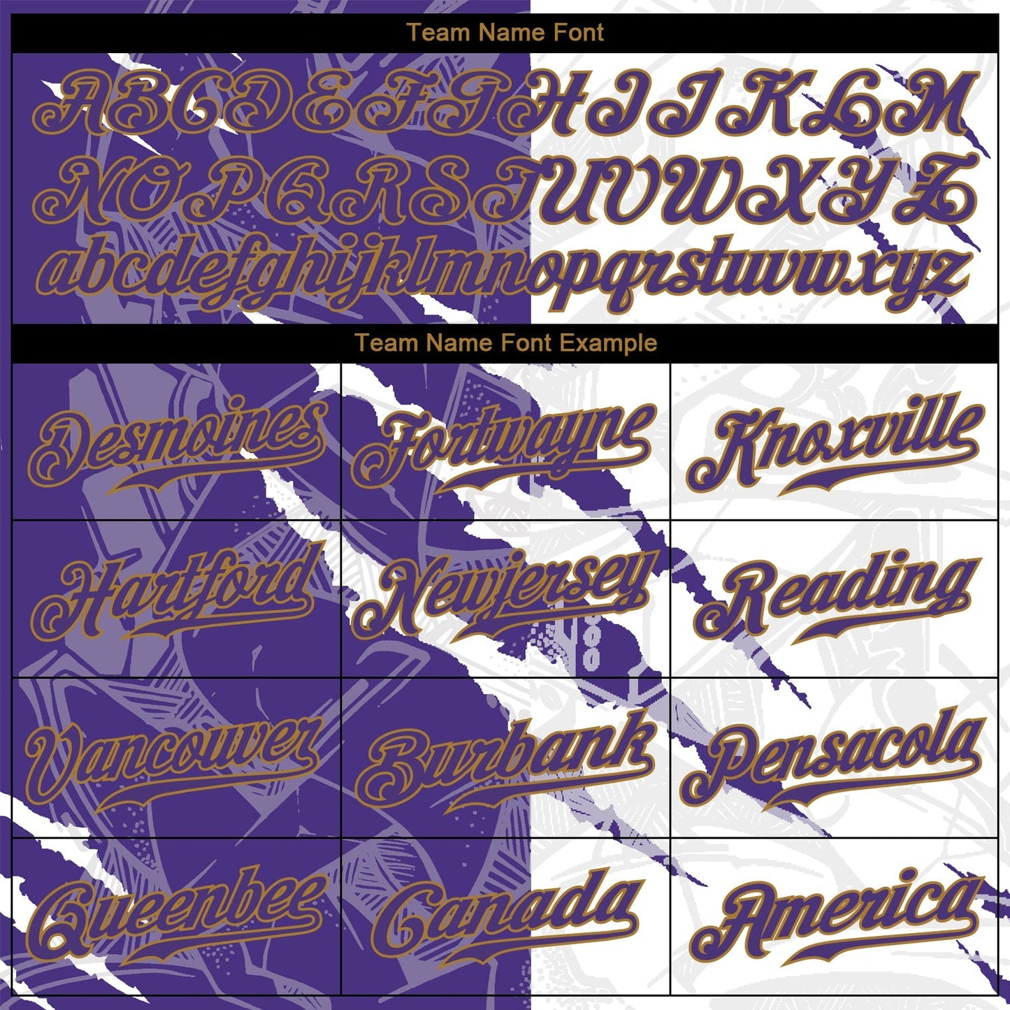 Custom Graffiti Pattern Purple-Old Gold 3D Authentic Baseball Jersey baseball jersey product view 4