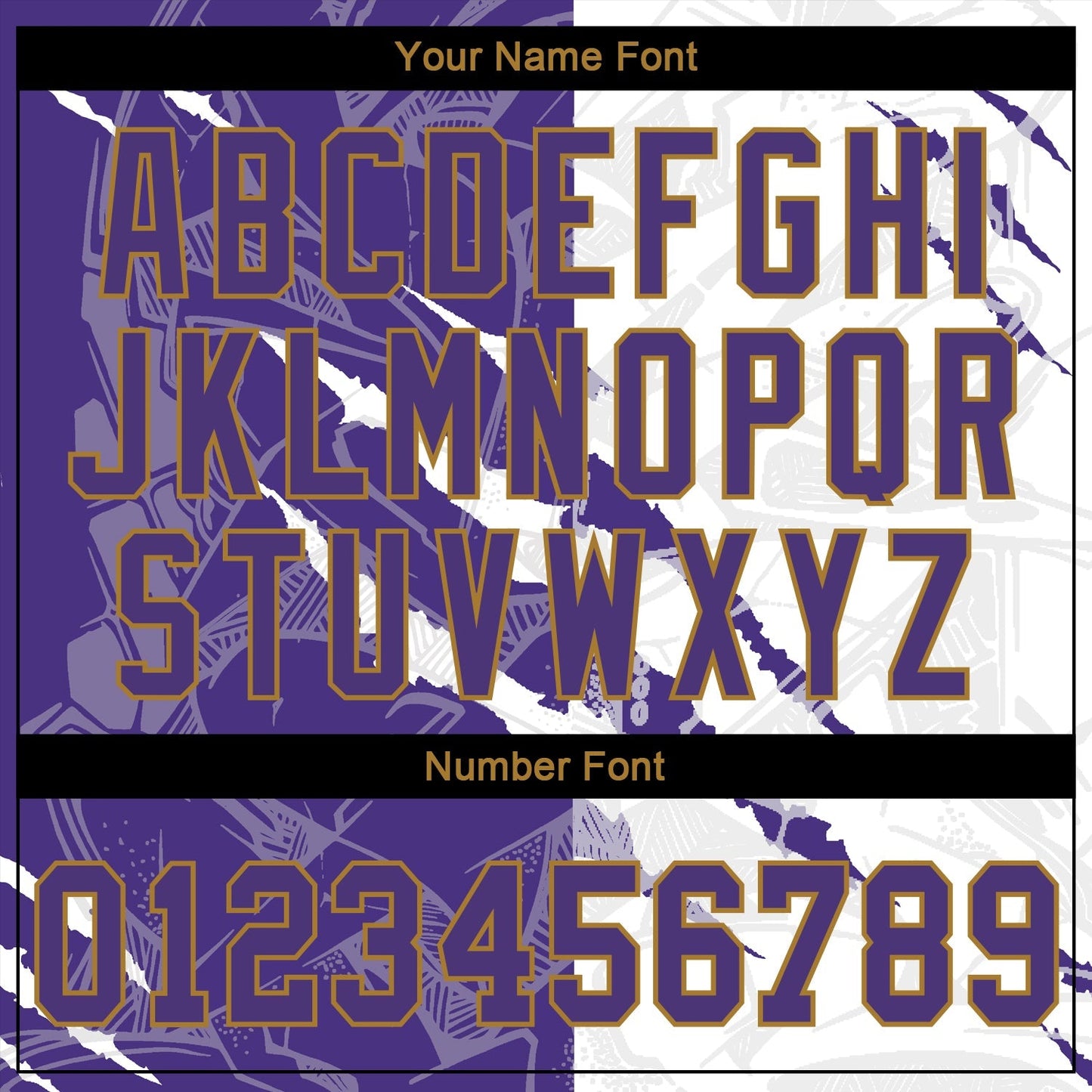 Custom Graffiti Pattern Purple-Old Gold 3D Authentic Baseball Jersey baseball jersey product view 5