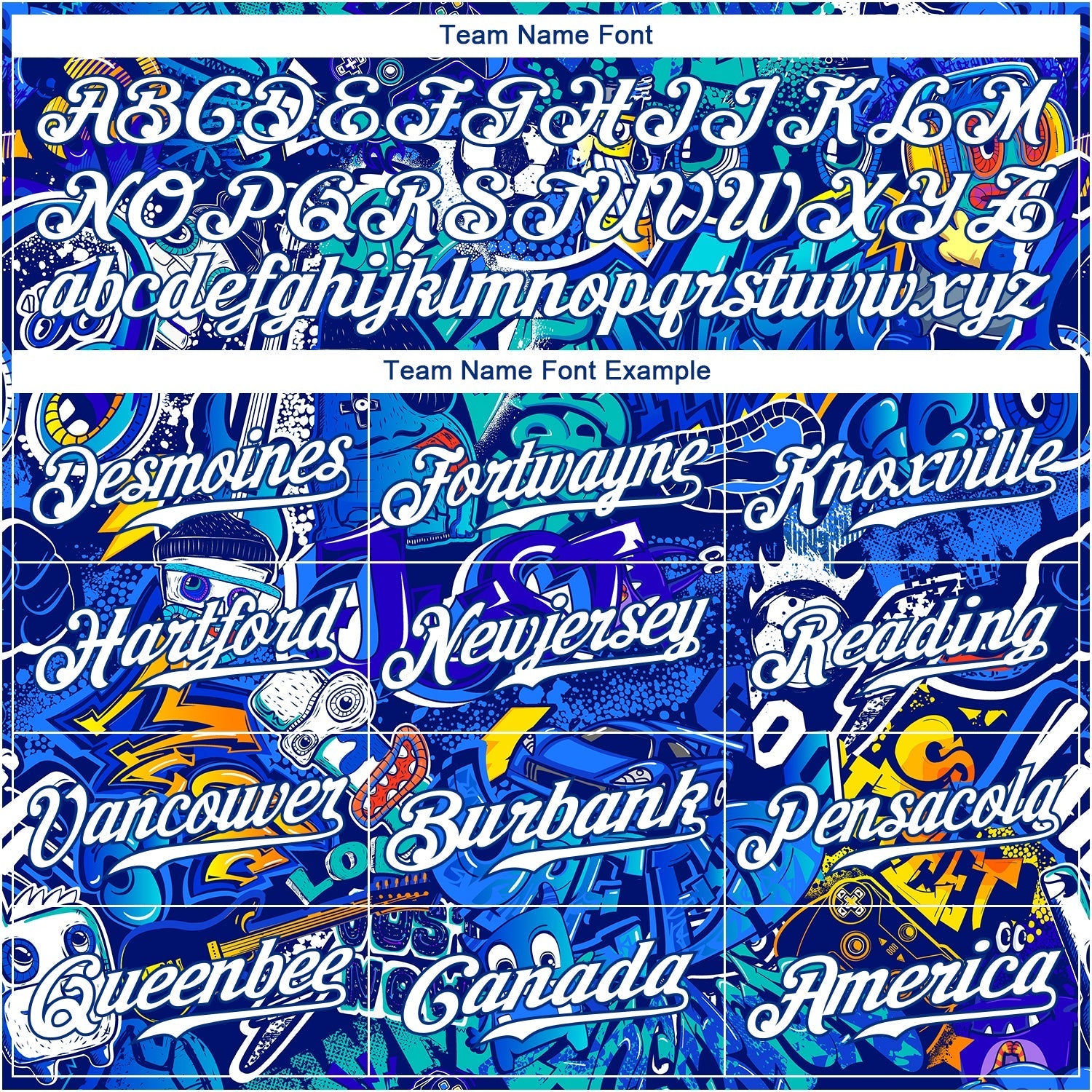 Custom Graffiti Pattern White-Royal 3D Authentic Baseball Jersey baseball jersey product view 4