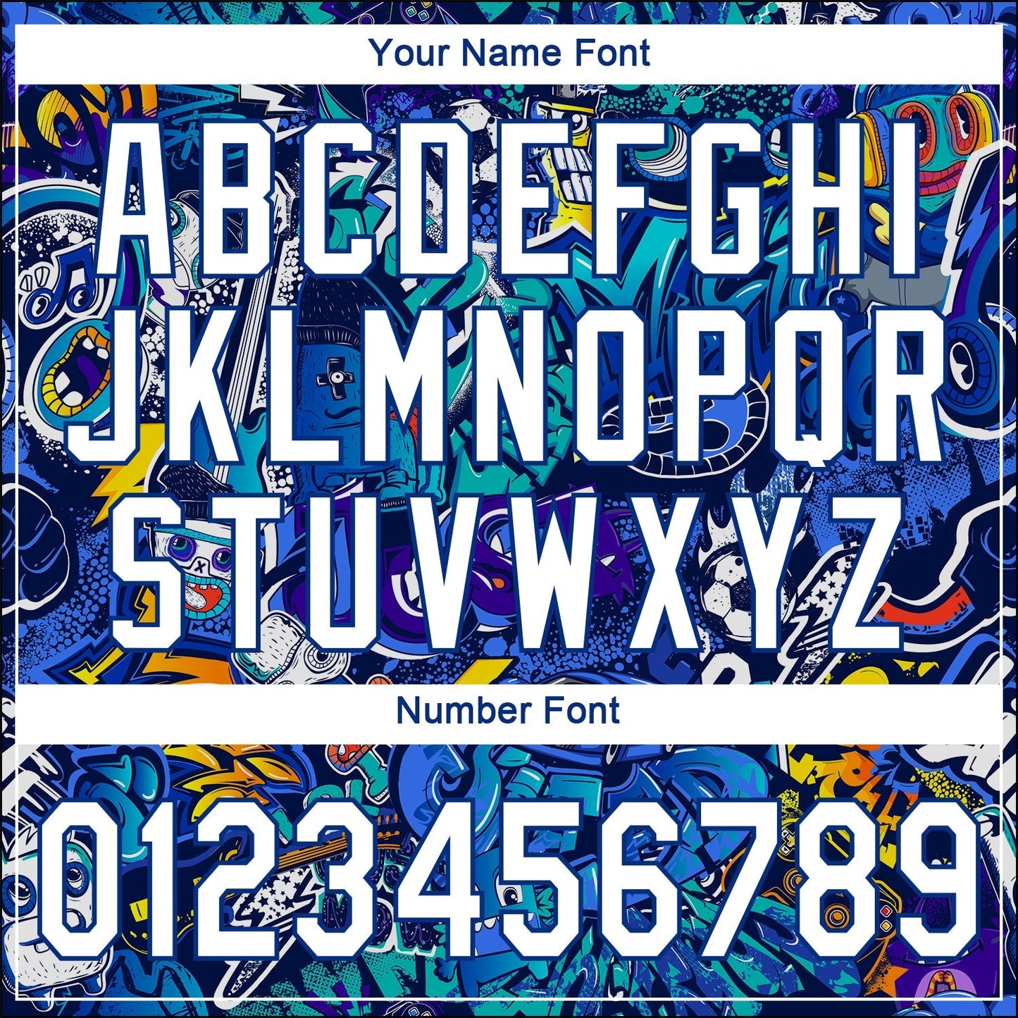 Custom Graffiti Pattern White-Royal 3D Authentic Baseball Jersey baseball jersey product view 5