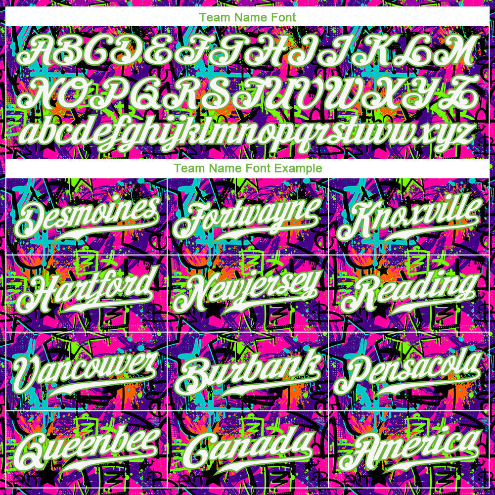 Custom Graffiti Pattern White-Neon Green 3D Authentic Baseball Jersey baseball jersey product view 5