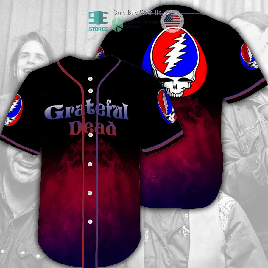 BEST Grateful Dead fire black Baseball Jersey baseball jersey product view 1
