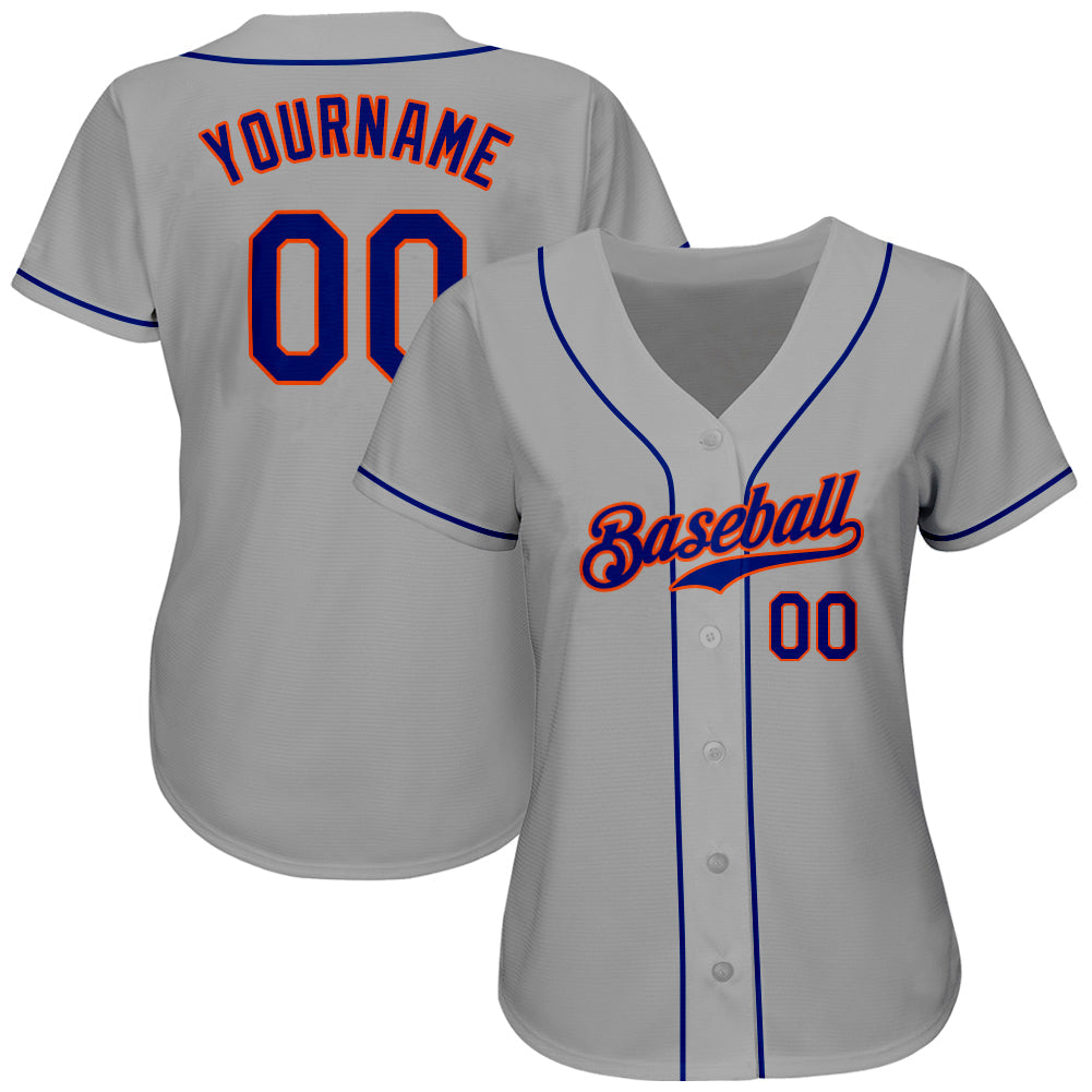 Custom Gray Royal-Orange Authentic Baseball Jersey baseball jersey product view 2