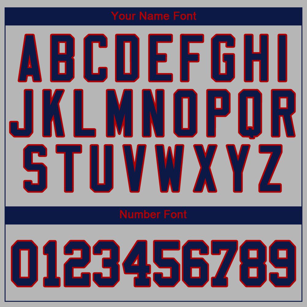 Custom Gray Navy-Red Authentic Baseball Jersey baseball jersey product view 4