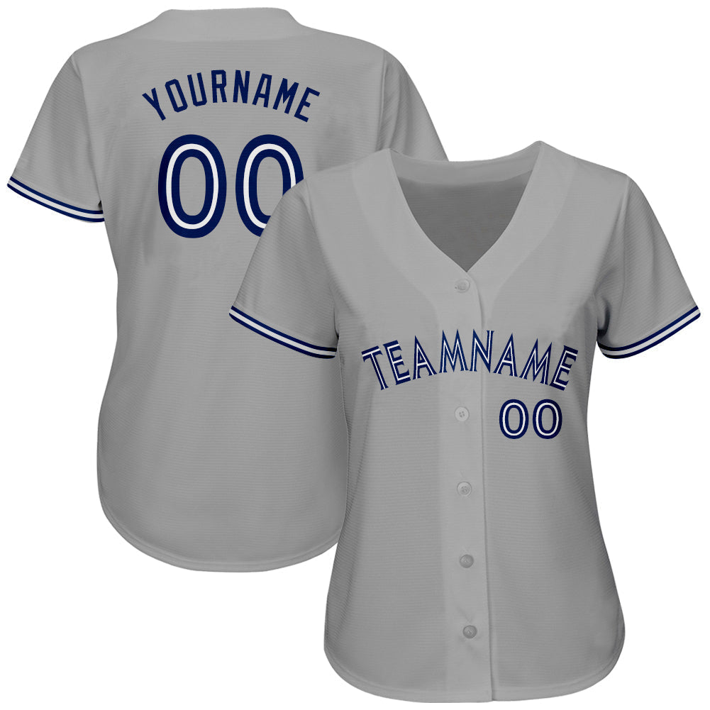 Custom Gray Royal-White Authentic Baseball Jersey baseball jersey product view 2