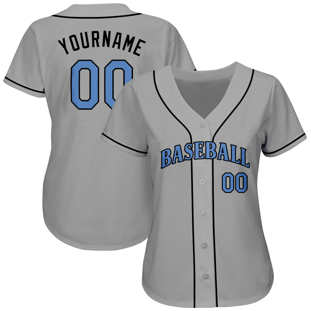 Custom Gray Light Blue-Black Authentic Father's Day Baseball Jersey baseball jersey product view 2