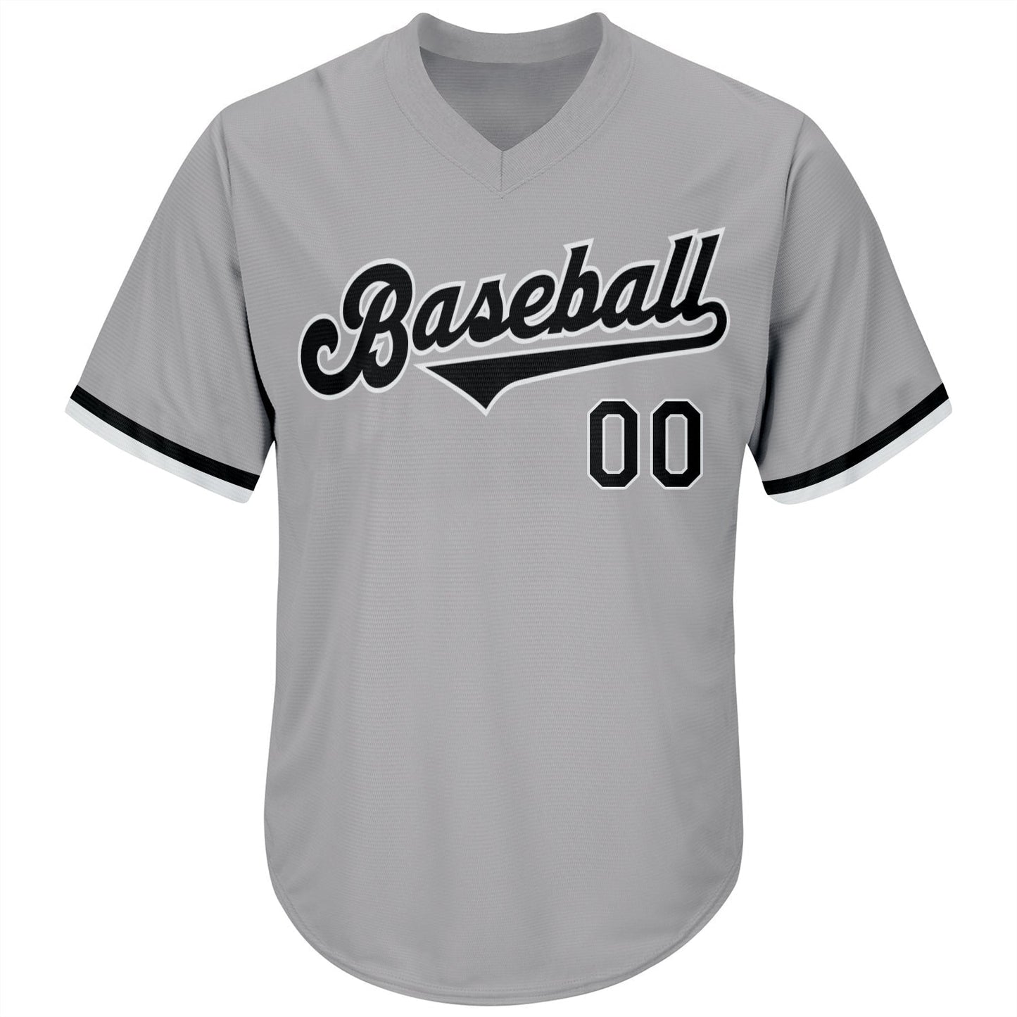 Custom Gray Black-White Authentic Throwback Rib-Knit Baseball Jersey Shirt baseball jersey product view 2