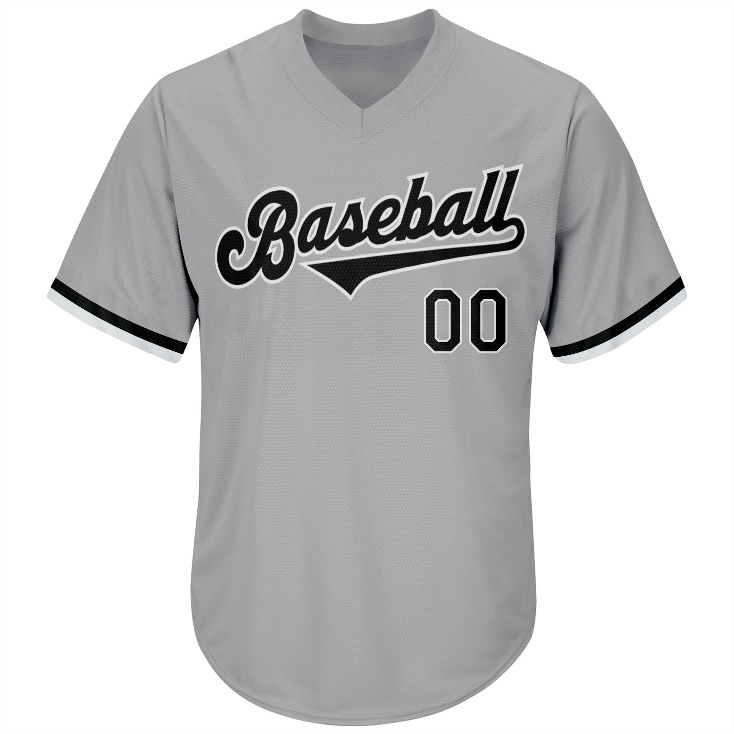 Custom Gray Black-White Authentic Throwback Rib-Knit Baseball Jersey Shirt baseball jersey product view 2