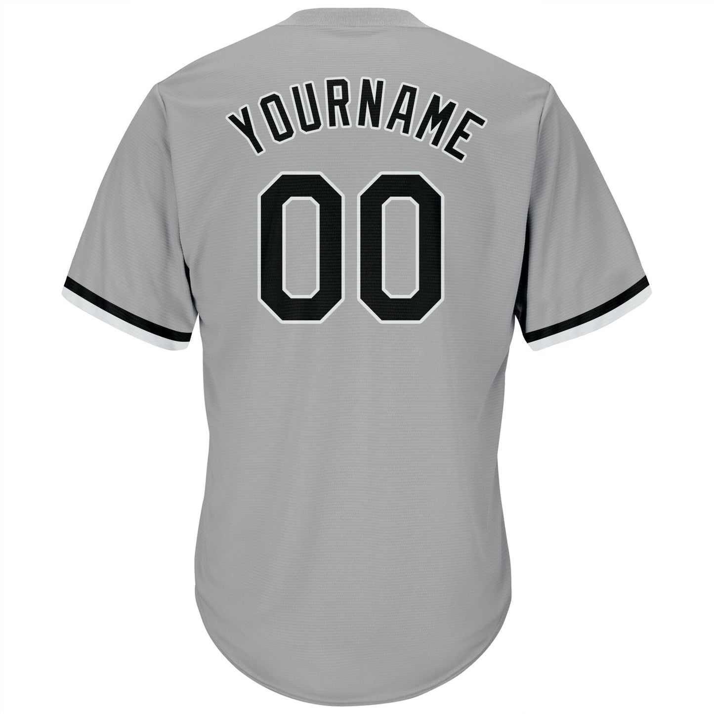 Custom Gray Black-White Authentic Throwback Rib-Knit Baseball Jersey Shirt baseball jersey product view 3