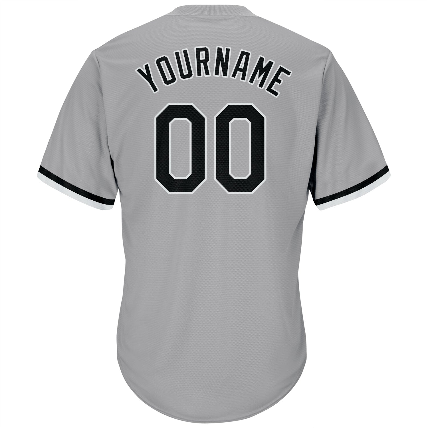 Custom Gray Black-White Authentic Throwback Rib-Knit Baseball Jersey Shirt baseball jersey product view 3