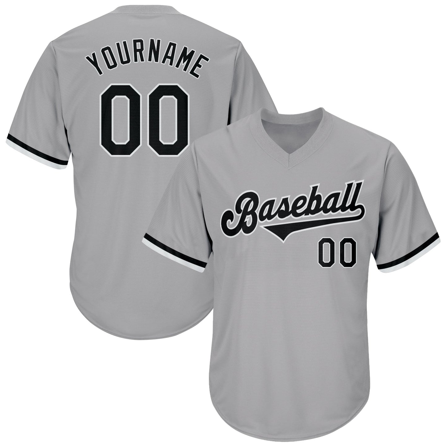Custom Gray Black-White Authentic Throwback Rib-Knit Baseball Jersey Shirt baseball jersey product view 1