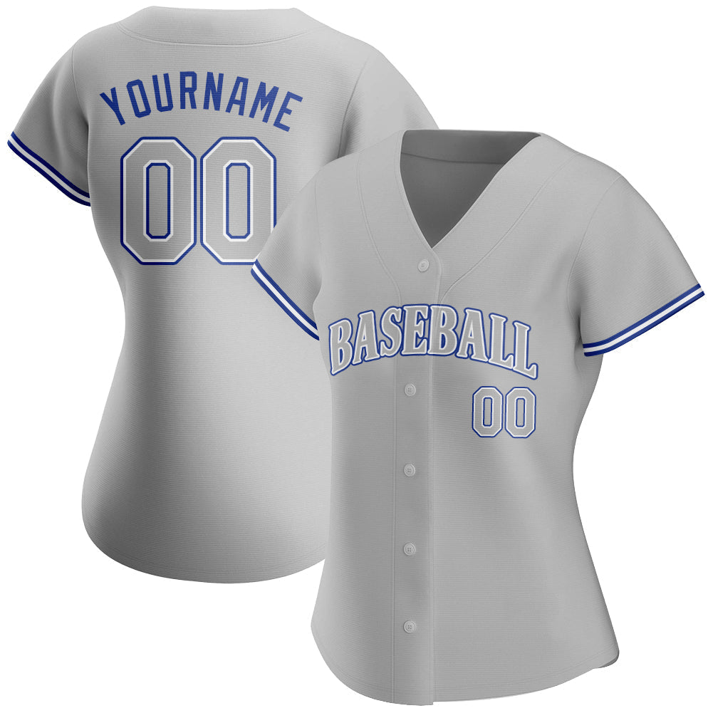 Custom Gray Gray Royal Authentic Baseball Jersey baseball jersey product view 3