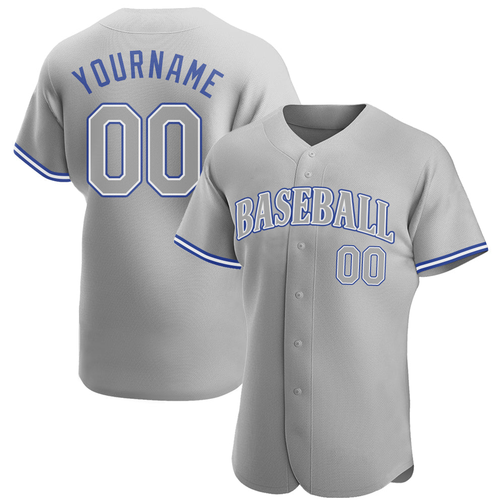 Custom Gray Gray Royal Authentic Baseball Jersey baseball jersey product view 1