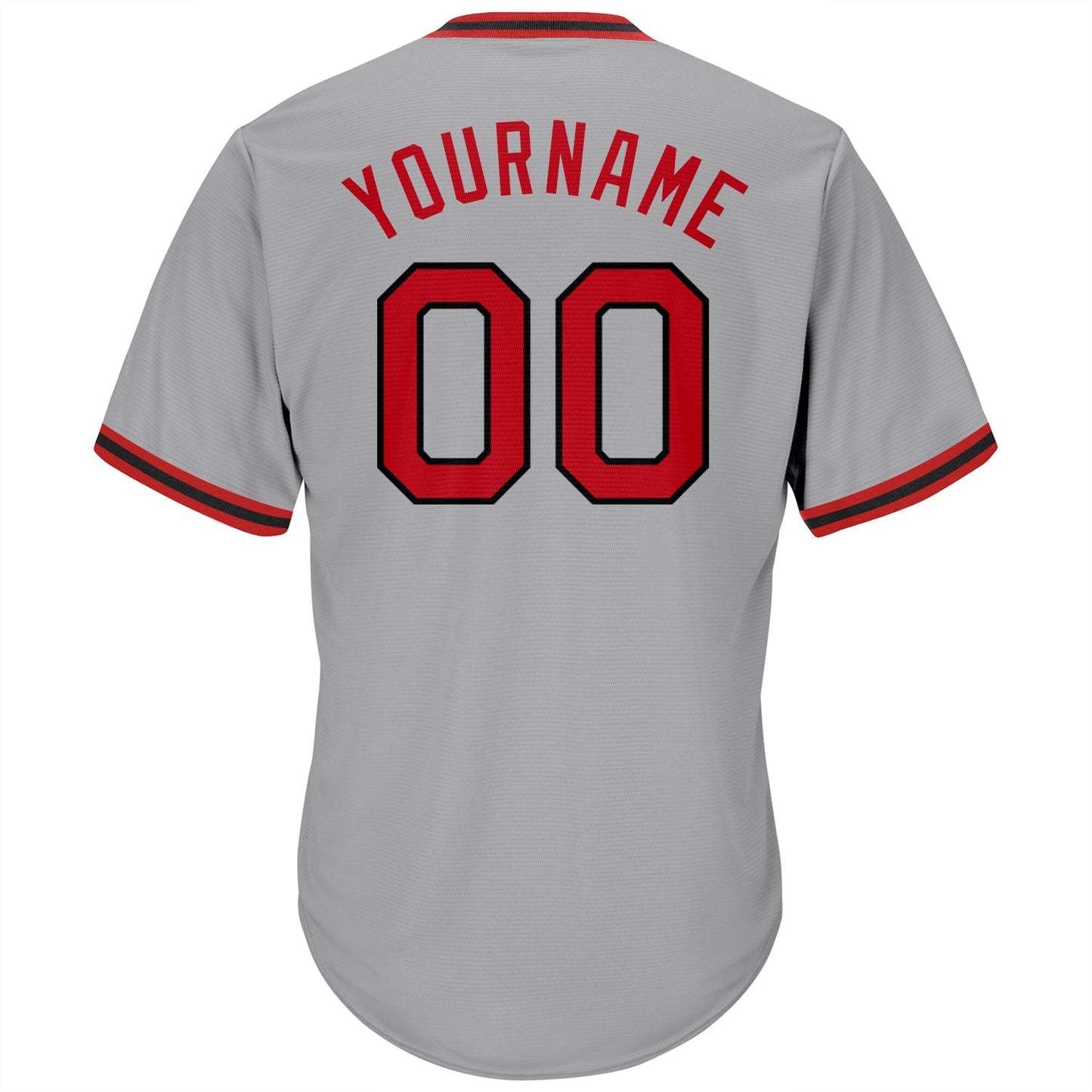 Custom Gray Red-Black Authentic Throwback Rib-Knit Baseball Jersey Shirt baseball jersey product view 3