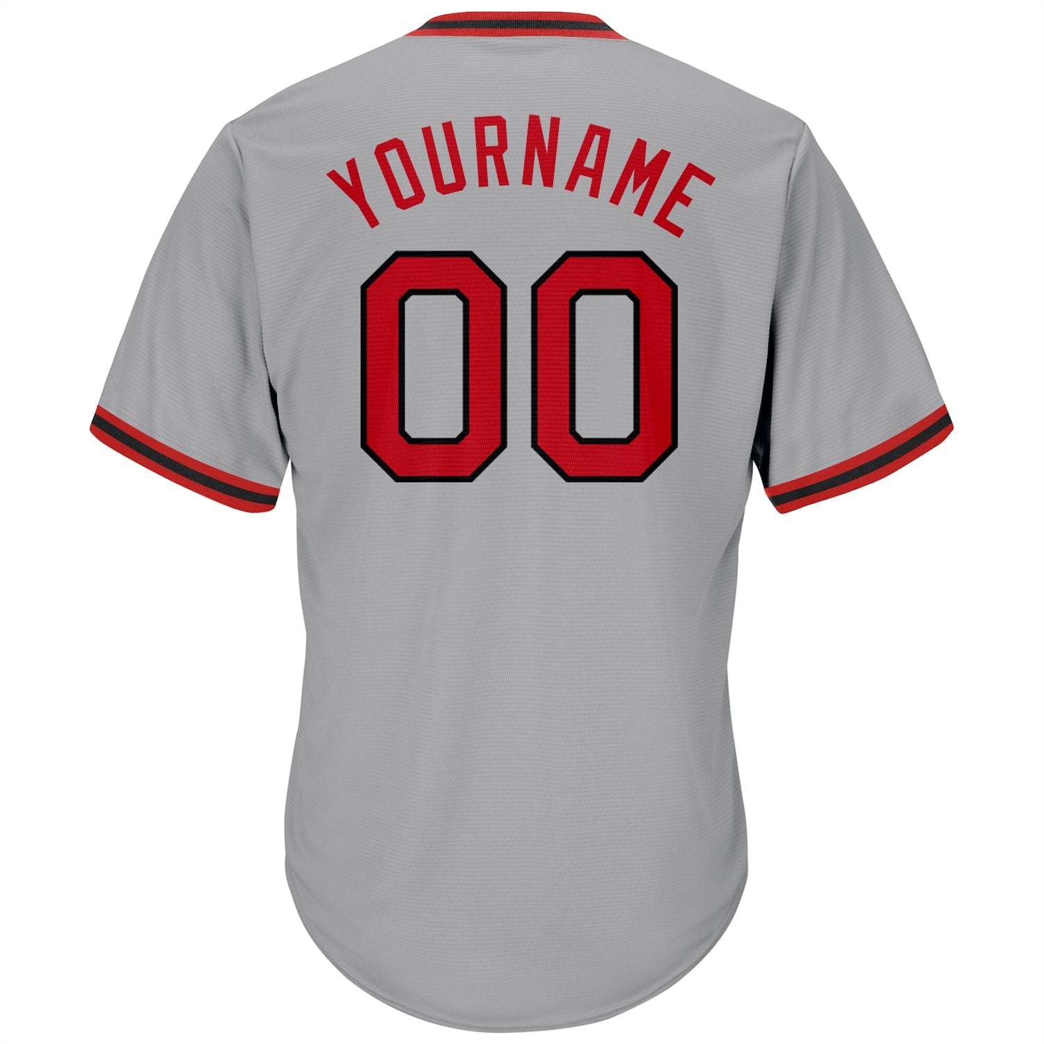 Custom Gray Red-Black Authentic Throwback Rib-Knit Baseball Jersey Shirt baseball jersey product view 3