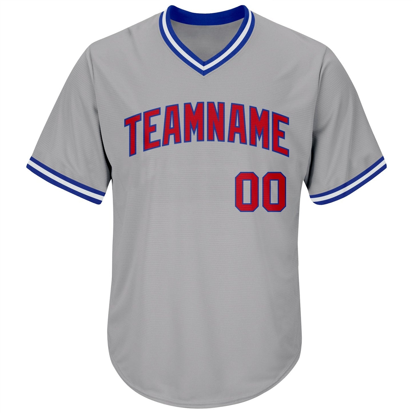 Custom Gray Red-Royal Authentic Throwback Rib-Knit Baseball Jersey Shirt baseball jersey product view 2