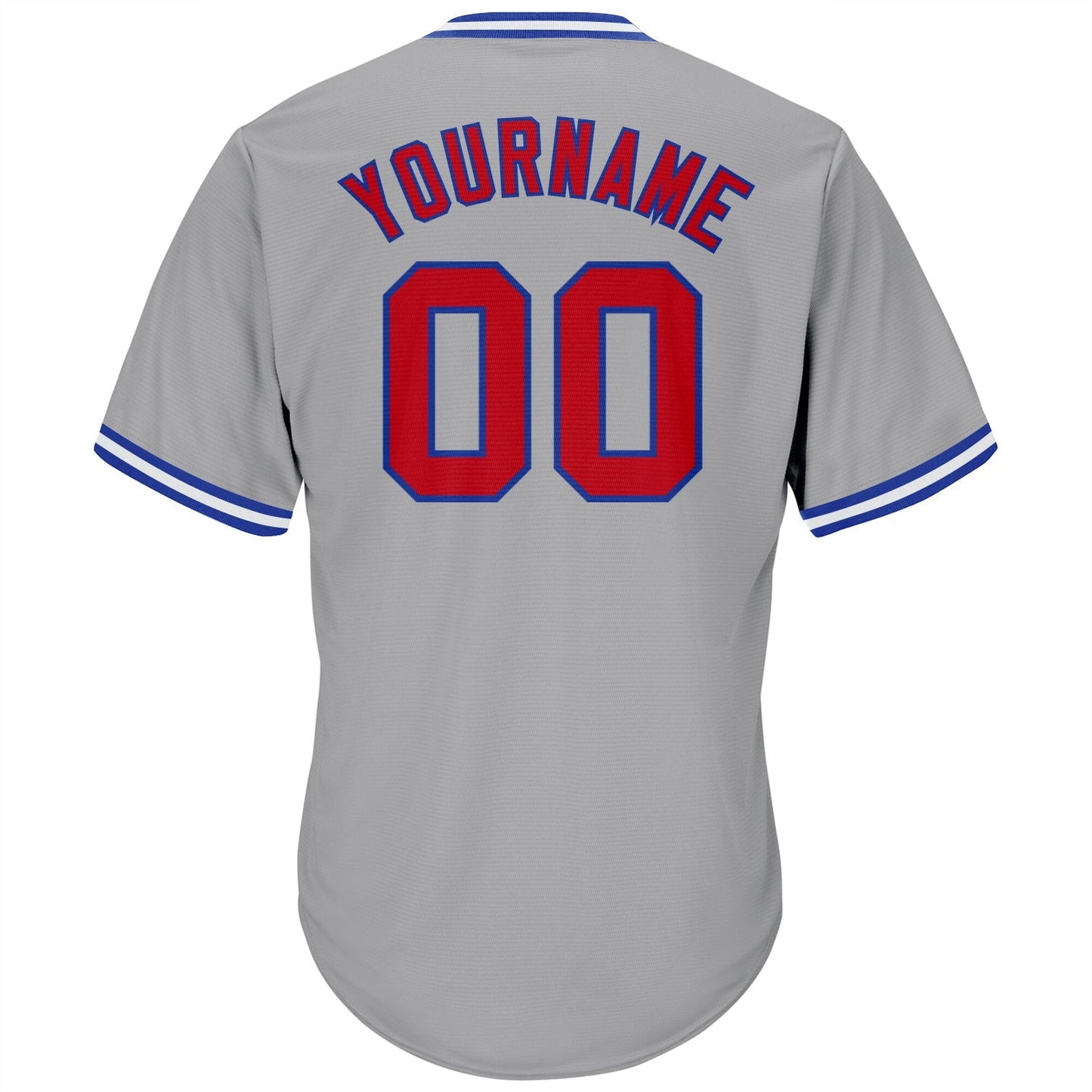 Custom Gray Red-Royal Authentic Throwback Rib-Knit Baseball Jersey Shirt baseball jersey product view 3