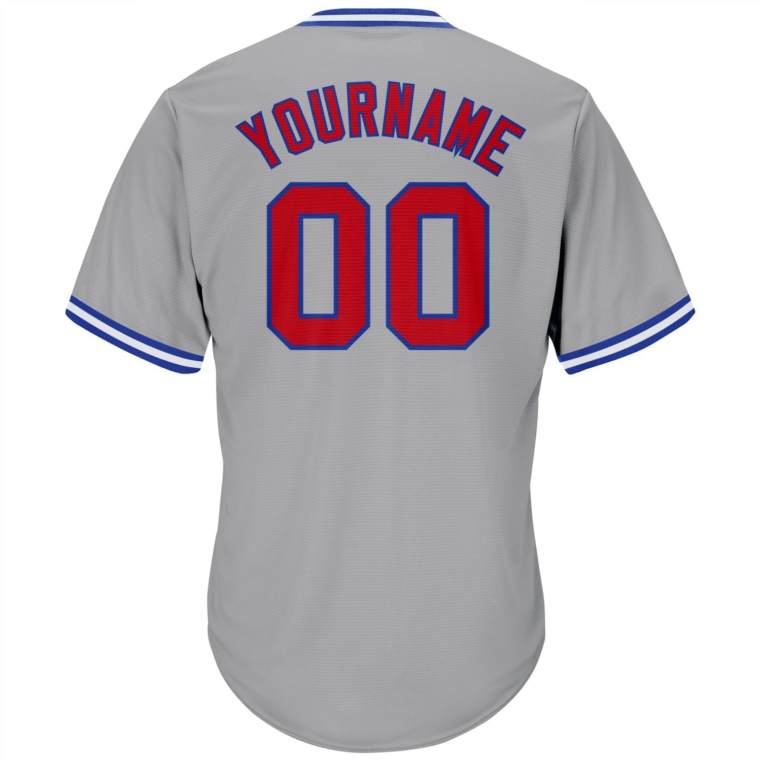 Custom Gray Red-Royal Authentic Throwback Rib-Knit Baseball Jersey Shirt baseball jersey product view 3