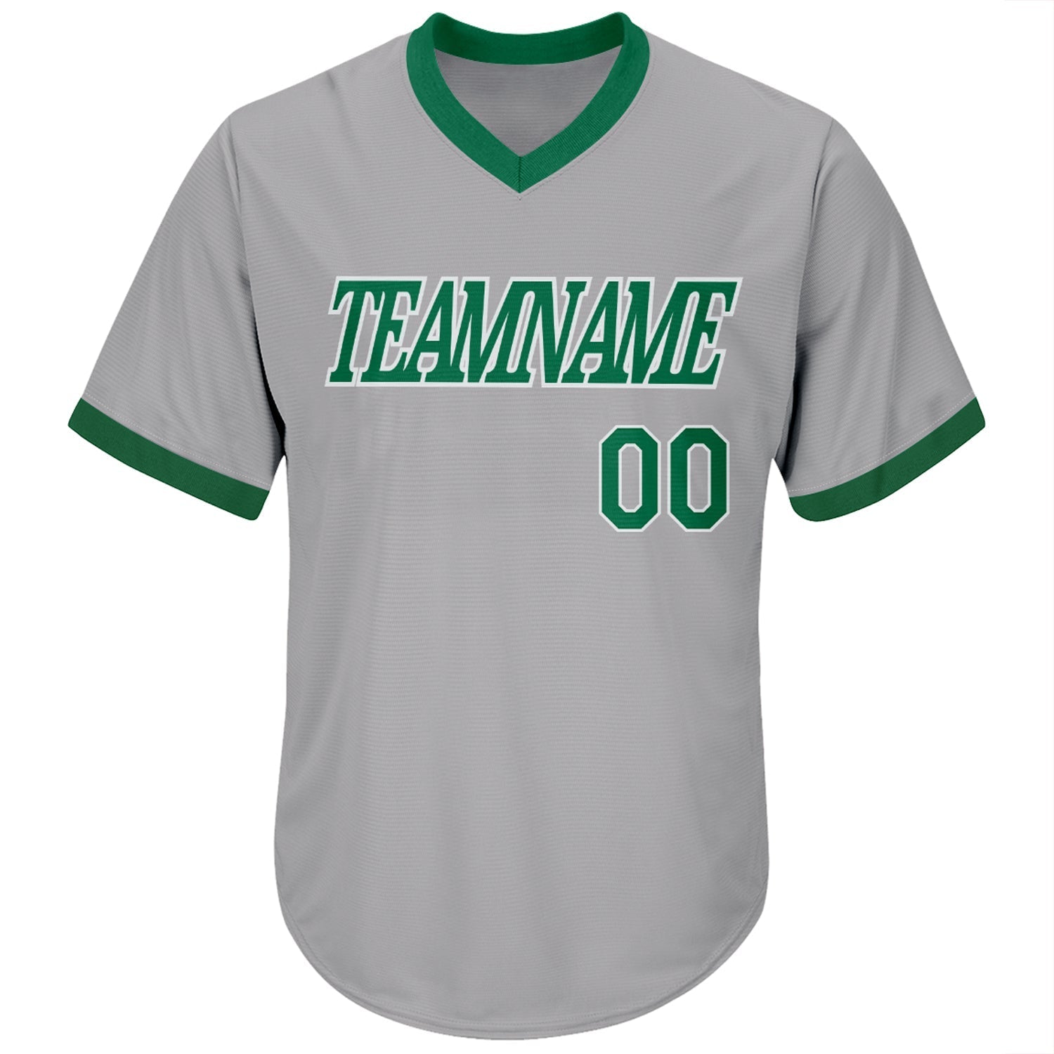 Custom Gray Kelly Green-White Authentic Throwback Rib-Knit Baseball Jersey Shirt baseball jersey product view 2