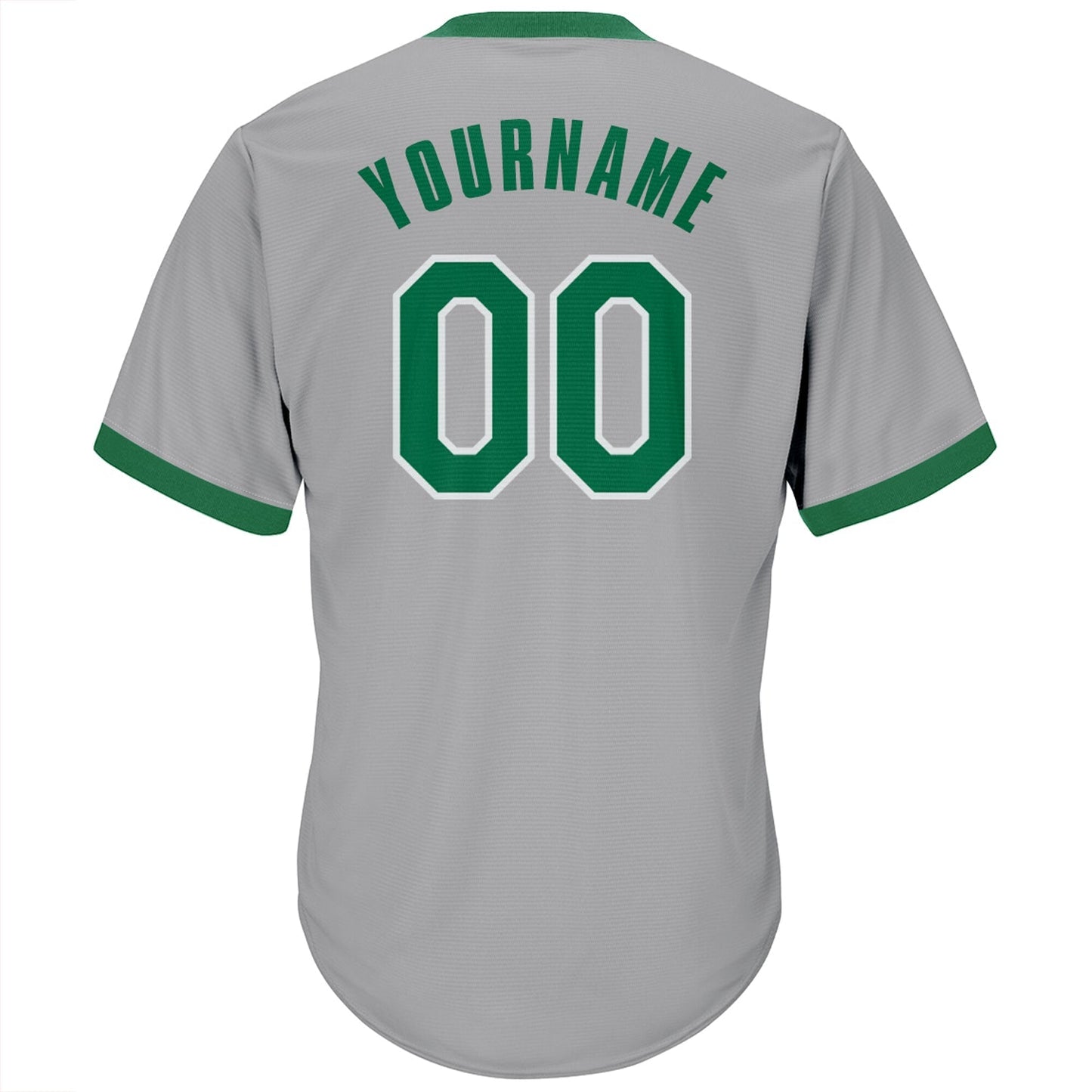 Custom Gray Kelly Green-White Authentic Throwback Rib-Knit Baseball Jersey Shirt baseball jersey product view 3