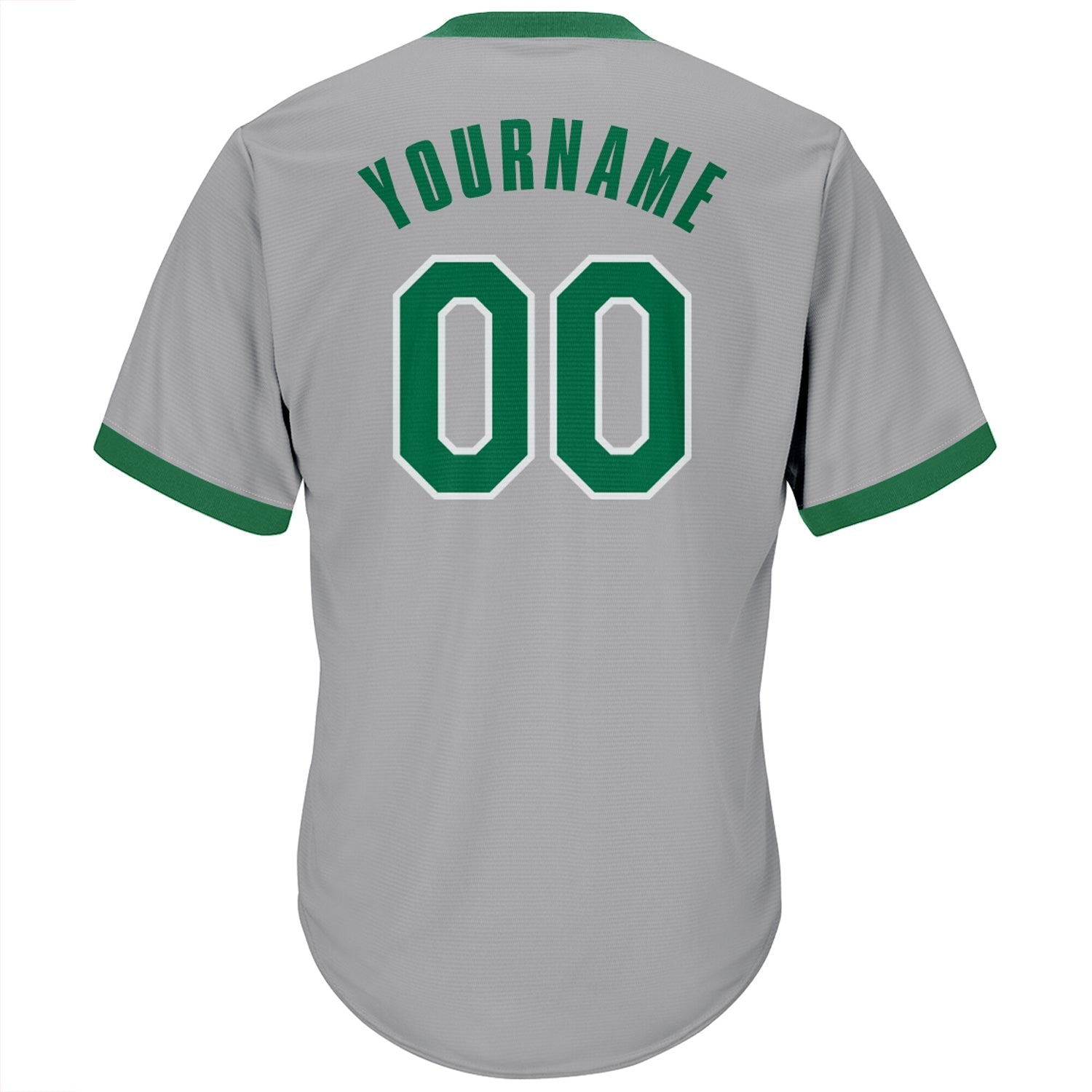 Custom Gray Kelly Green-White Authentic Throwback Rib-Knit Baseball Jersey Shirt baseball jersey product view 3