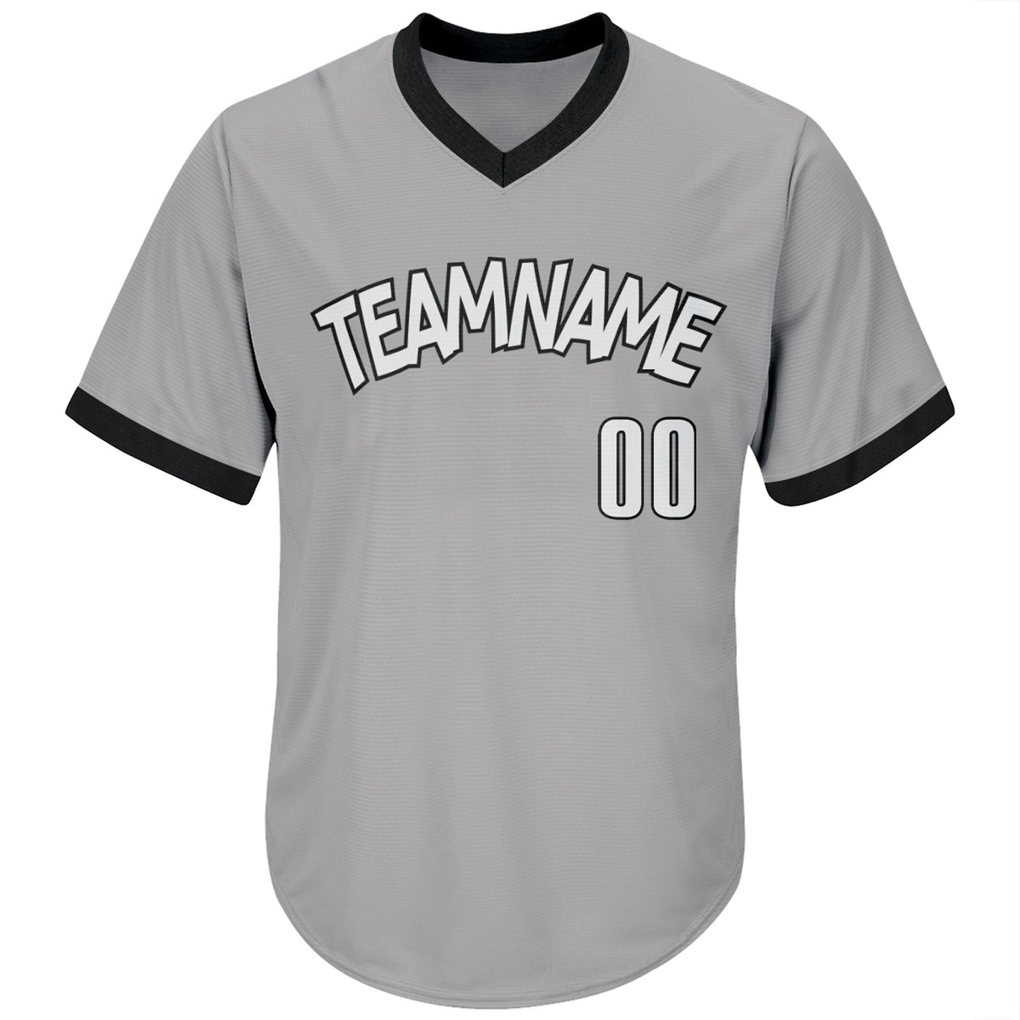 Custom Gray White-Black Authentic Throwback Rib-Knit Baseball Jersey Shirt baseball jersey product view 2